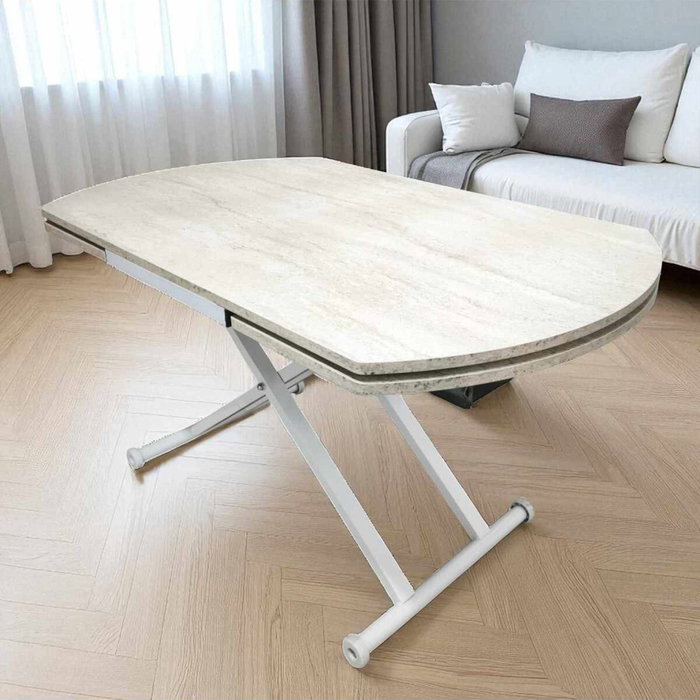 Hanah Home Mesa de Comedor Yan Yari Oval Extensible - Travertino y Blanco Hanah Home Mesa de Comedor Yan Yari Oval Extensible - Travertino y Blanco